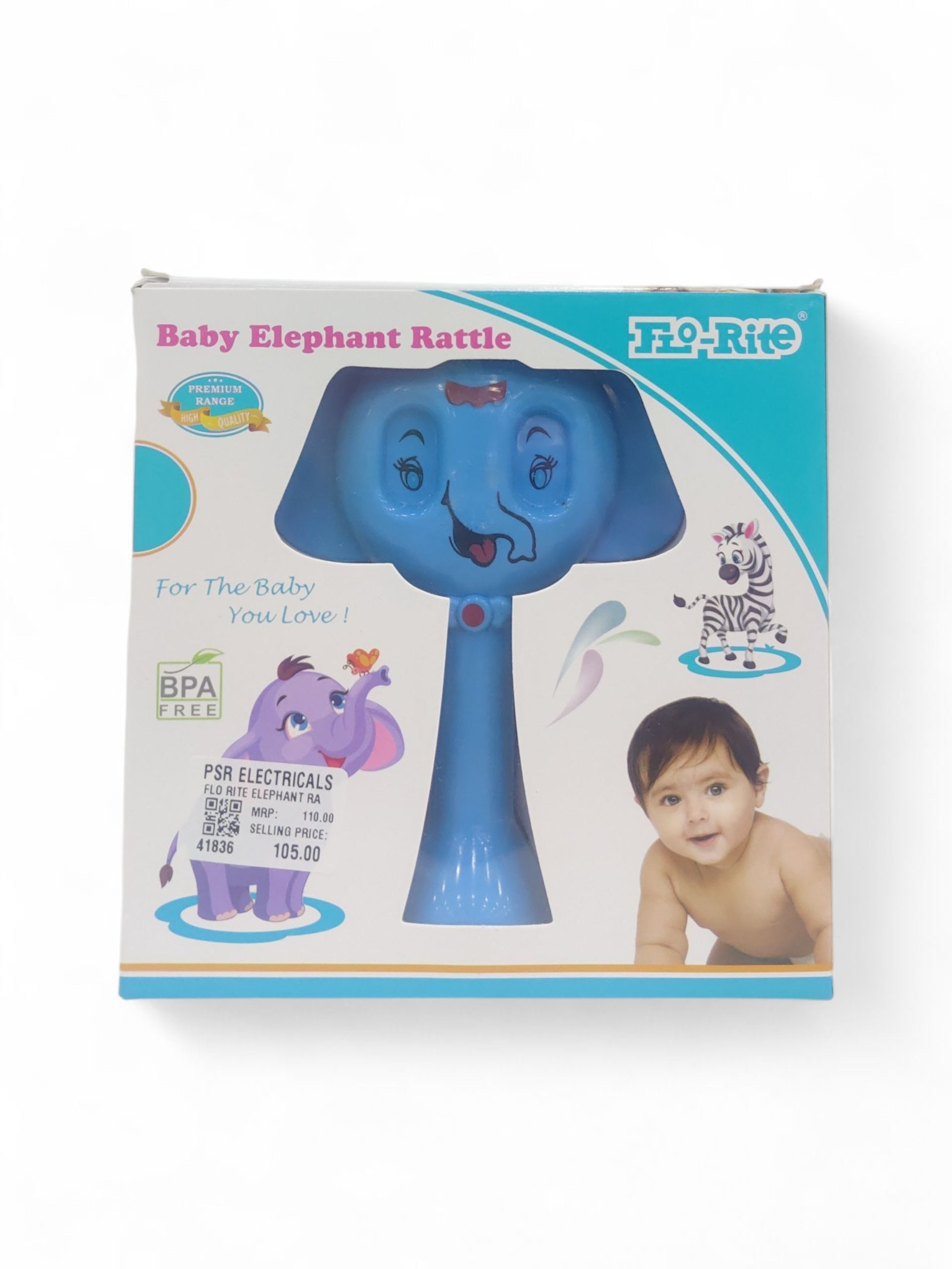 FLO RITE ELEPHANT RATTLE BLUE FLO RITE ELEPHANT RATTLE BLUE